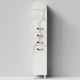 Пенал Орландо 35 напольный, Мрамор Белый натур милк ПВХ 2537, левый