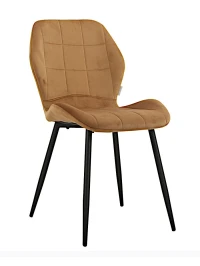 DC827 Стул мягкий, КОРИЧНЕВЫЙ#G62-61 велюр, каркас металл черный КРУГЛЫЙ