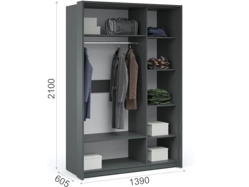 Шкаф «Мишель» 3дв, Антрацит/Белый жемчуг