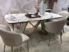 Стол PALACIO 180  KL-188 Контрастный мрамор матовый, итальянская керамика/ Шампань, ®DISAUR Стол PALACIO 180  KL-188 Контрастный мрамор матовый, итальянская керамика/ Шампань, ®DISAUR