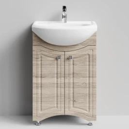 Тумба Адам 55 напольный, Дубослив ореховый светлый ПВХ 3445 Vodok с раковиной в комплекте