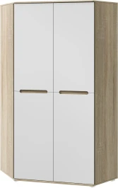 Шкаф угловой универсальный Ким, Белый глянец холодный, Сонома