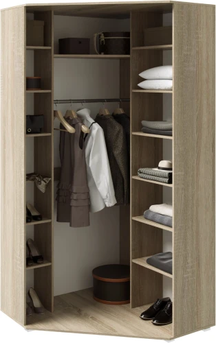 Шкаф угловой универсальный Ким, Белый глянец холодный, Сонома