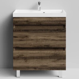 Тумба Бест 70  напольный, Дуб крымский коричневый ПВХ 131005-9005 Vodok с раковиной в комплекте