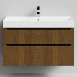 Тумба Бонум 1, 100 подвесной, Дуб цвет 5 Vodok с раковиной в комплекте