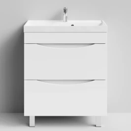 Тумба Лайт 70 напольный, белый глянец Vodok с раковиной в комплекте