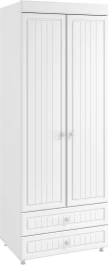 Шкаф 2-х дверный с ящиками (гл.560) Монако МН-49 белое дерево
