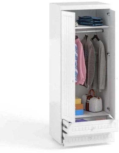 Шкаф 2-х дверный с ящиками (гл.560) Монако МН-49 белое дерево