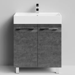 Тумба Мальта 70 напольный, двери, Серый камень ПВХ 57806 Vodok с раковиной в комплекте