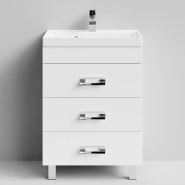Тумба Орландо 60 напольный, белый глянец Vodok с раковиной в комплекте
