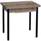 Эко 80х60 стол обеденный раскладной с ящиком / велингтон/черный Эко 80х60 стол обеденный раскладной с ящиком / велингтон/черный