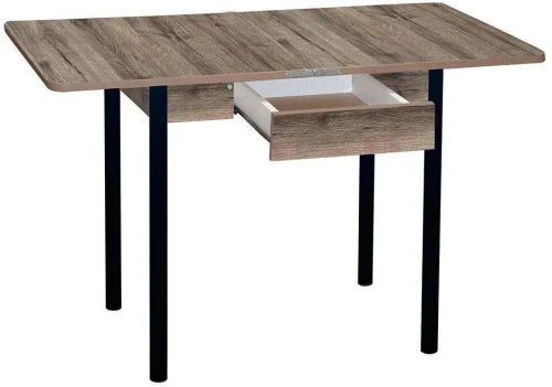 Эко 80х60 стол обеденный раскладной с ящиком / велингтон/черный