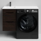 Тумба Смайл 100 подвесной, под стиральную машину, левая, Палисандр ПВХ 43101 Vodok с раковиной в комплекте