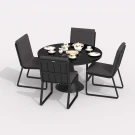 Обеденная группа DIVA GIRA  каркас карбон / стол стекло диа 110 / ткань антрацит