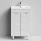 Тумба Смайл 50 напольный, Белый камень ПВХ 57805 Vodok с раковиной в комплекте