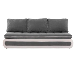 Диван прямой, еврокнижка "Оскар" 144, велюр серый, ППУ