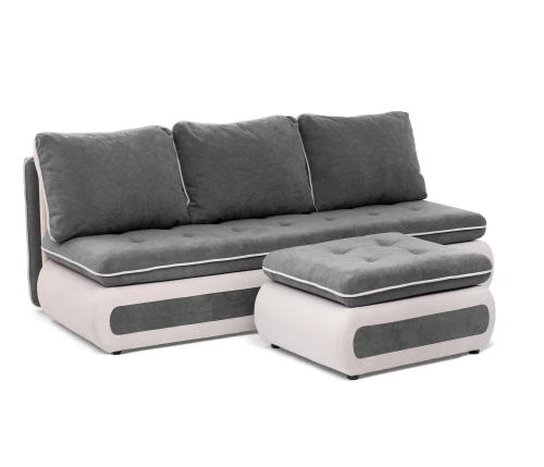 Диван прямой, еврокнижка "Оскар" 144, велюр серый, ППУ