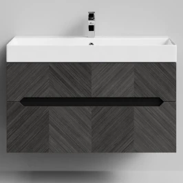 Тумба Элато 100 подвесной, Дуб серый Vodok с раковиной в комплекте