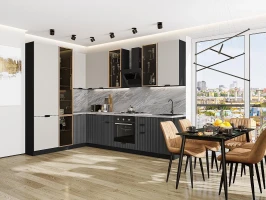 Кухонный гарнитур Евро Лайн-07 Агат/Антрацит-Graphite