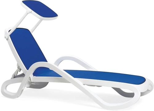 Шезлонг Nardi Alfa с подлокотниками, бело-синий
