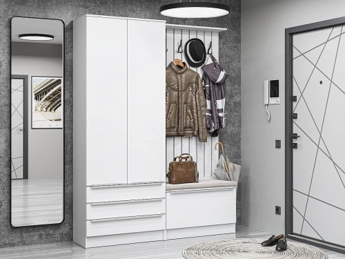 Готовая прихожая Стиль-03 Silky White/Белый