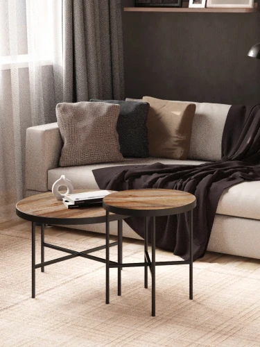 Стол журнальный МеталлАрт М011 МАЛЫЙ коричневый дуб/черный