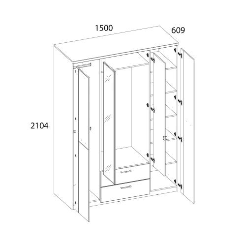 DOORSET, Шкаф 4DG2S Z. Цвет ДУБ НАВАРРА