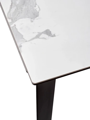 Стол CREMONA 140 MATTE STATUARIO Белый мрамор матовый, керамика/ черный каркас, ®DISAUR