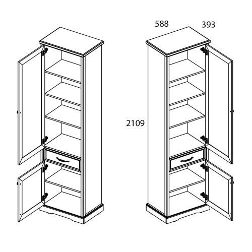 TOSCANA NEW, Шкаф 2D1S. Цвет ПЕРСИДСКИЙ ЖЕМЧУГ/КАНЬОН
