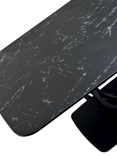 Стол MATERA 160 NERO KL-116 Черный мрамор матовый, итальянская керамика/ черный каркас, ®DISAUR