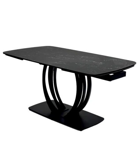 Стол MATERA 160 NERO KL-116 Черный мрамор матовый, итальянская керамика/ черный каркас, ®DISAUR
