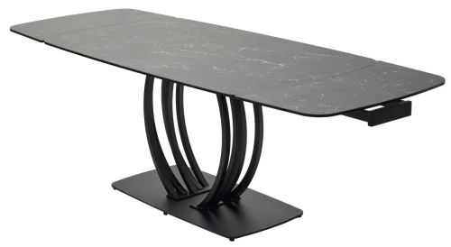 Стол MATERA 160 NERO KL-116 Черный мрамор матовый, итальянская керамика/ черный каркас, ®DISAUR