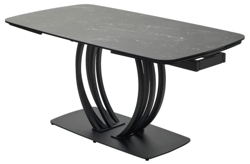 Стол MATERA 160 NERO KL-116 Черный мрамор матовый, итальянская керамика/ черный каркас, ®DISAUR