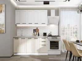 Кухонный гарнитур Нео-01 White Silk/Cream Silk