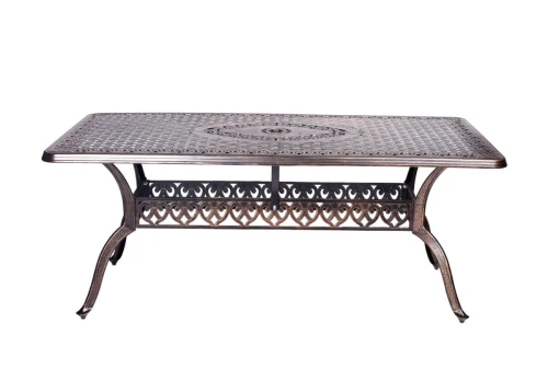 Обеденная группа Стол прямоугольный из литого алюминия ВУЛКАН-2 «VOLCANO-2» 146х80 + 6 Кресел  БАМБУК-2 «BAMBOO-2»