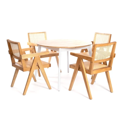 Кресло LOKI дерево вяз/ротанг, Груша (№3), 50х50х84 см (Комплект из 2 шт.)