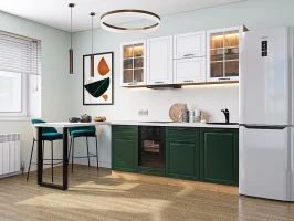 Готовый кухонный гарнитур Дублин-03 Special White/Special Green Дуб Вотан