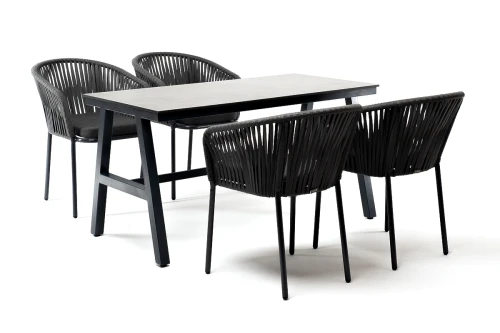 "Рио" обеденная группа на 4 персоны, стол HPL "серый гранит", цвет серый