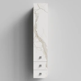 Пенал Квадро 30 подвесной, Мрамор Белый натур милк ПВХ 2537, правый