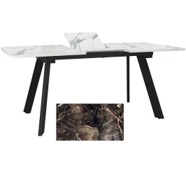 Стол LARSEN 138*83+40 Столешница закал стекло, Мрамор 10, каркас черный