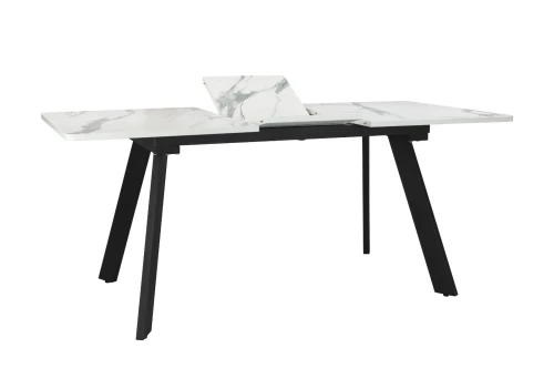 Стол LARSEN 138*83+40 Столешница закал стекло, Мрамор 10, каркас черный
