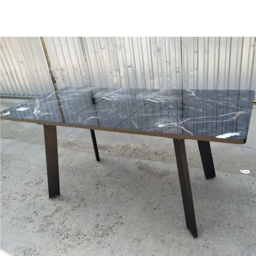 Стол LARSEN 138*83+40 Столешница закал стекло, Мрамор 10, каркас черный