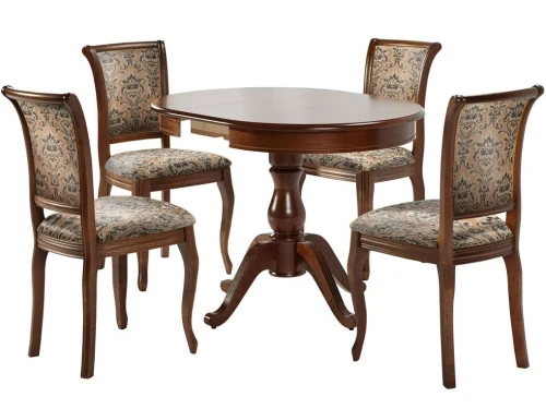 Обеденная группа (Стол Фабрицио-1 и 4 стула Кабриоль), орех темный