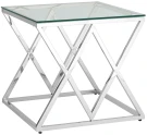 CS-06-1 Стол Журнальный стеклянный прозрачный 55*55*55 см, основание нержавеющая сталь хром
