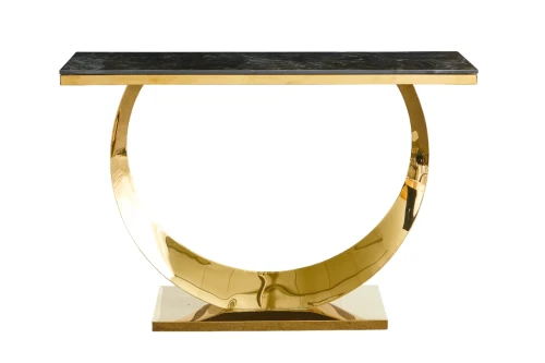 Стол-консоль Прайм IST-803,120х40х78 см, черный мрамор/золотой