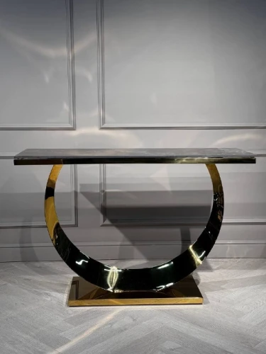 Стол-консоль Прайм IST-803,120х40х78 см, черный мрамор/золотой