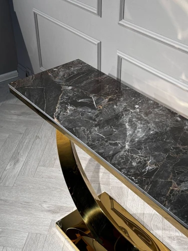 Стол-консоль Прайм IST-803,120х40х78 см, черный мрамор/золотой