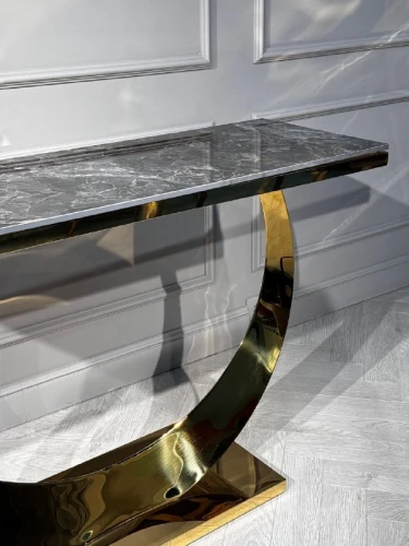 Стол-консоль Прайм IST-803,120х40х78 см, черный мрамор/золотой