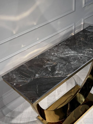 Стол-консоль Прайм IST-803,120х40х78 см, черный мрамор/золотой