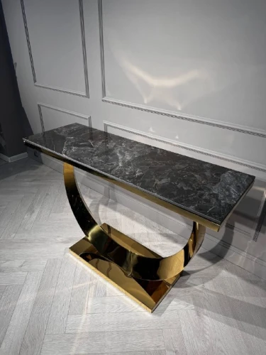 Стол-консоль Прайм IST-803,120х40х78 см, черный мрамор/золотой